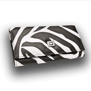 Leather Zebra RFID Protection Clutch